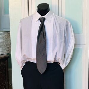 Asphalt Dark Gray Charcoal Tie Wedding Prom Tuxedo Herringbone Pre Tied clipped